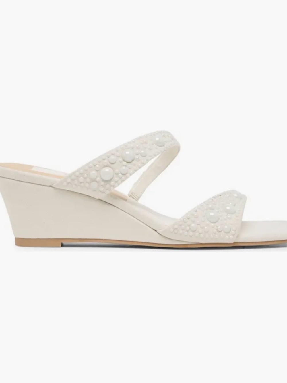 Dolce Vita Cream Beaded Double-Strap Wedge Sandals